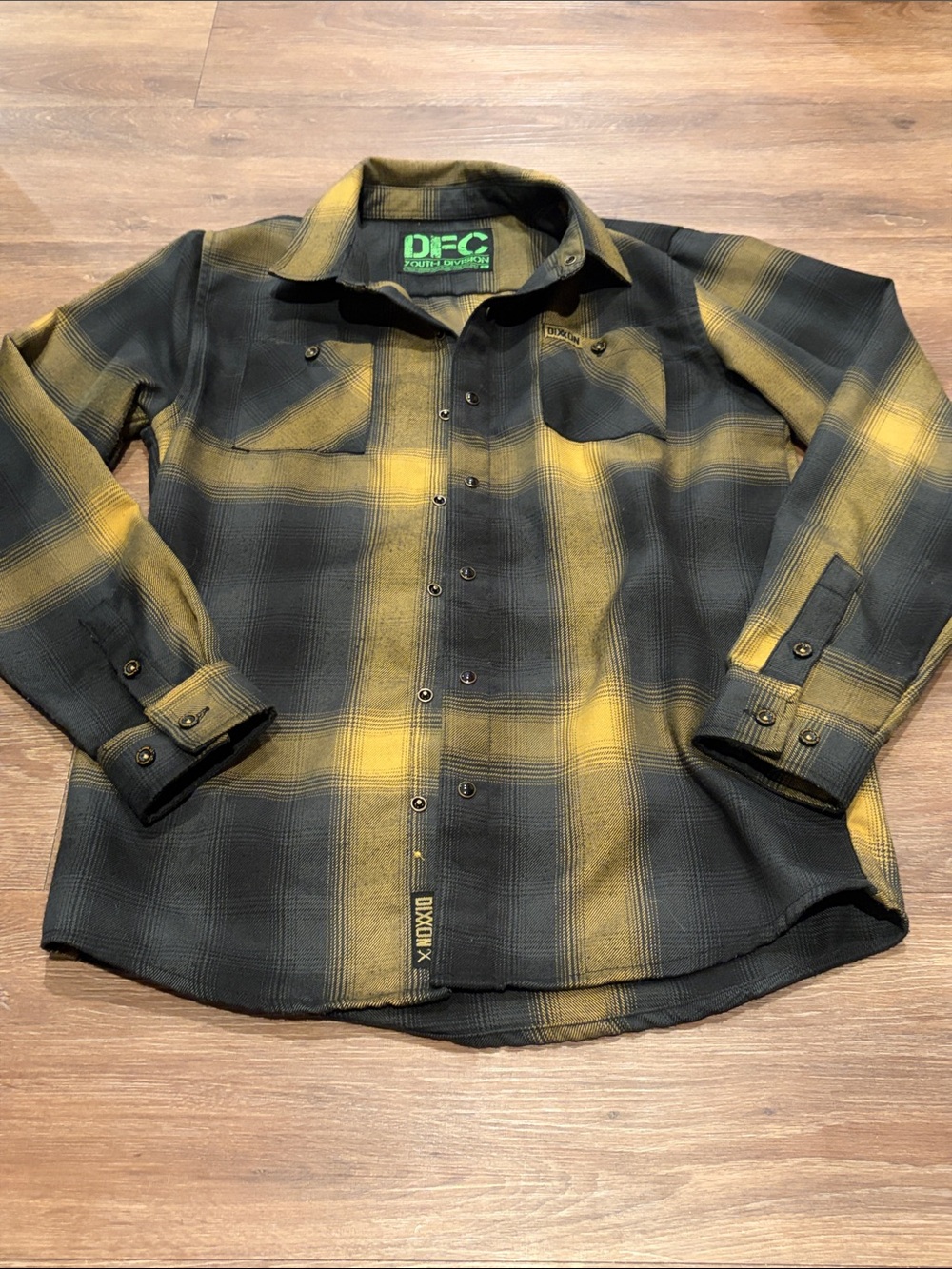 DIXXON Yellow & Black Plaid Button-Up Shirt